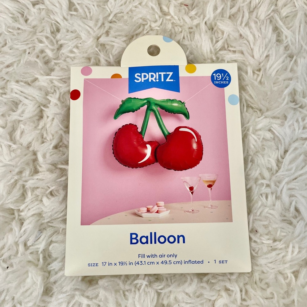 Spritz Cherry Foil Balloon 19.5 Inch Red Fruit Shape Party Decor New